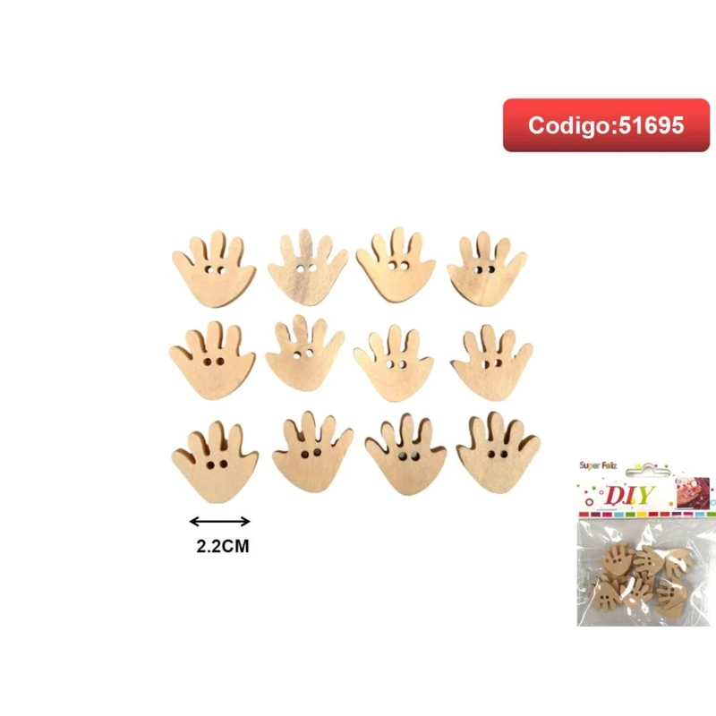 DIJES DE MADERA CON FORMA DE MANO 2.2CM 51695 - 1