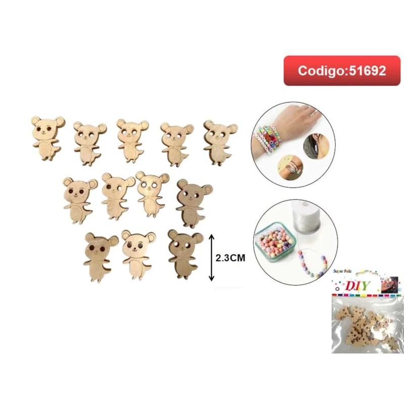 DIJES DE MADERA CON FORMA DE KOALA 2.3CM 51692 - 1