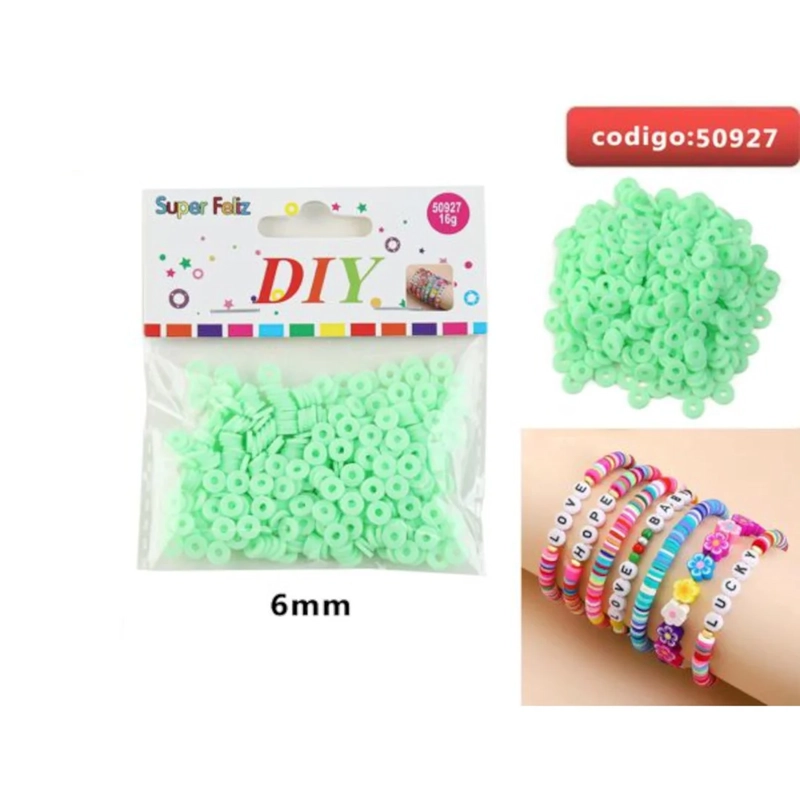 CUENTAS TIPO DISCO COLOR VERDE MENTA 6MM 50927 - 1