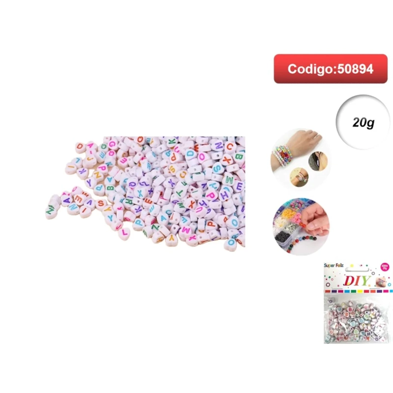 CUENTAS REDONDAS TRANSPARENTES CON LETRAS DE COLORES 50894 - 1