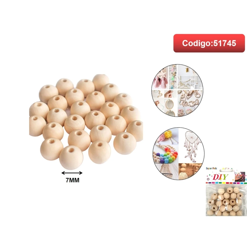 CUENTAS DE MADERA CON FORMA DE CUPULA 7MM 51745 - 1