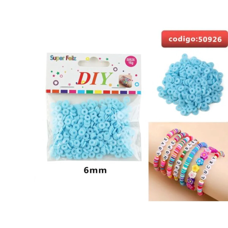 CUENTAS TIPO DISCO COLOR CELESTE 6MM 50926 - 1