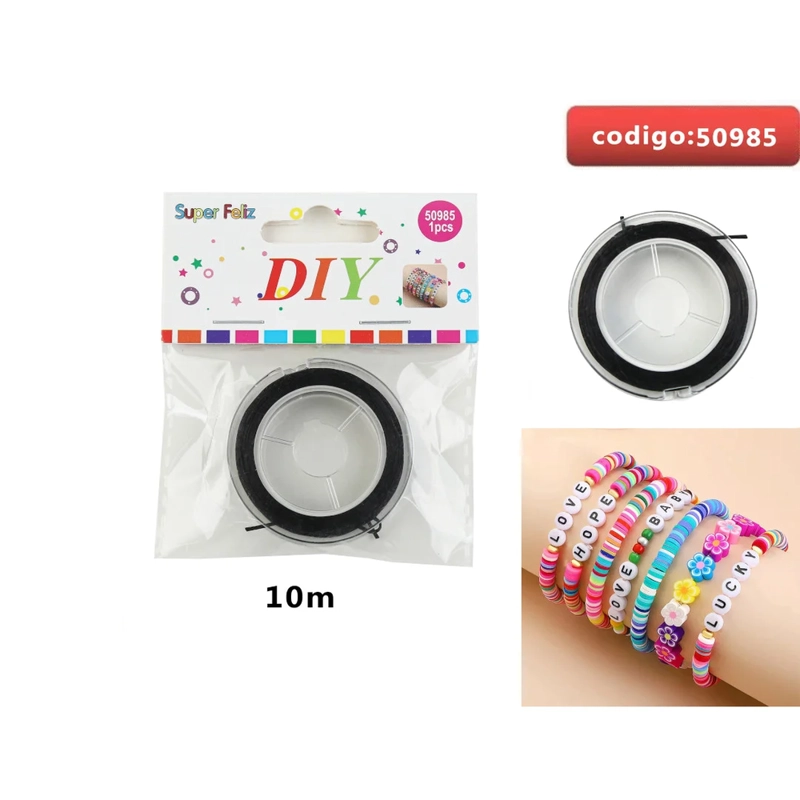 ELASTICO COLOR PLATEADO Y NEGRO PARA PULSERAS 50985 - 1
