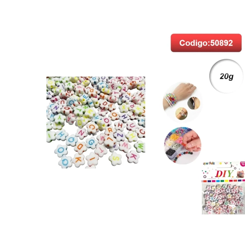 CUENTAS CON LETRAS EN FORMA DE FLOR EN COLORES PASTEL 50892 - 1