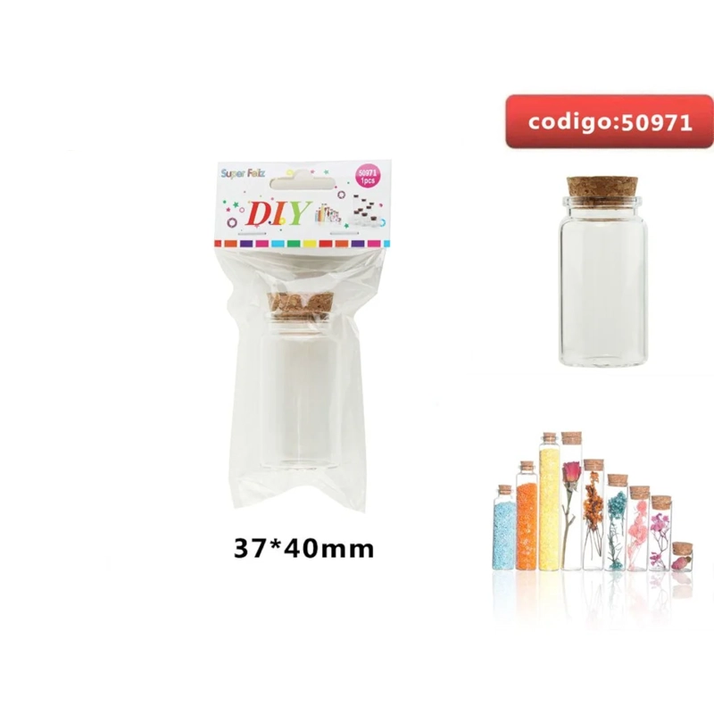 FRASCO DE VIDRIO CON TAPA DE CORCHO 37X40MM 50971 - 1