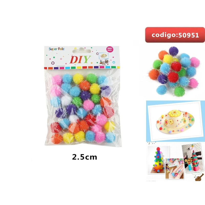 POMPONES DE TELA EN COLORES SURTIDOS 2.5CM 50951 - 1