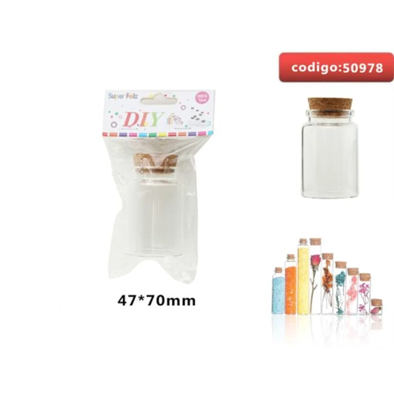 FRASCO DE VIDRIO CON TAPA DE CORCHO 47X70MM 50978 - 1