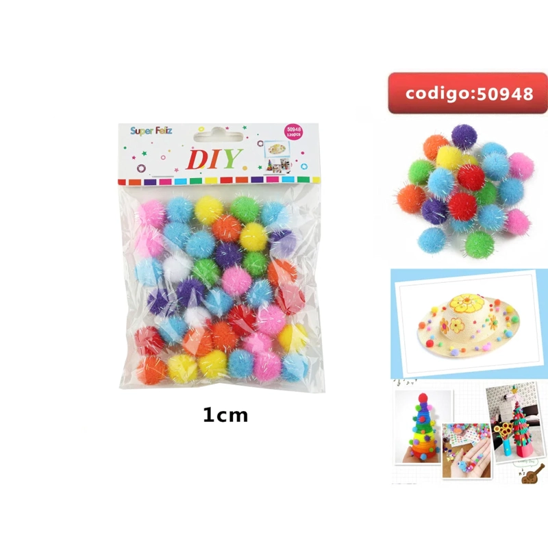 POMPONES DE TELA EN COLORES SURTIDOS 1CM 50948 - 1