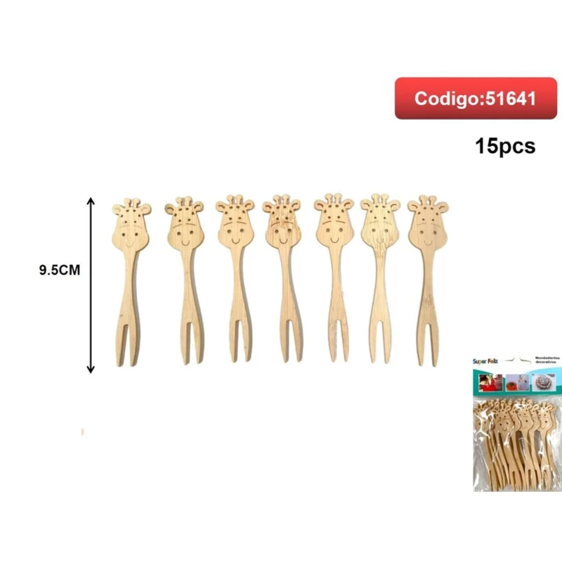 PALILLOS DE BAMBU CON FORMA DE JIRAFA 9.5CM 51641 - 1
