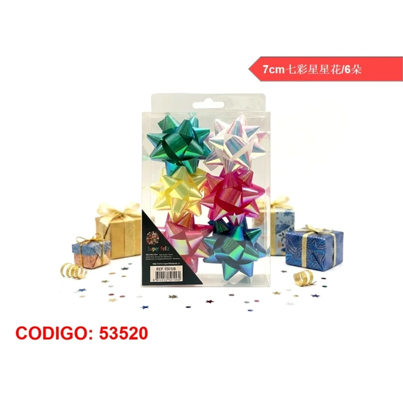 SET DE MOÑOS TIPO ESTRELLA EN COLORES SURTIDOS 7CM 53520 - 1