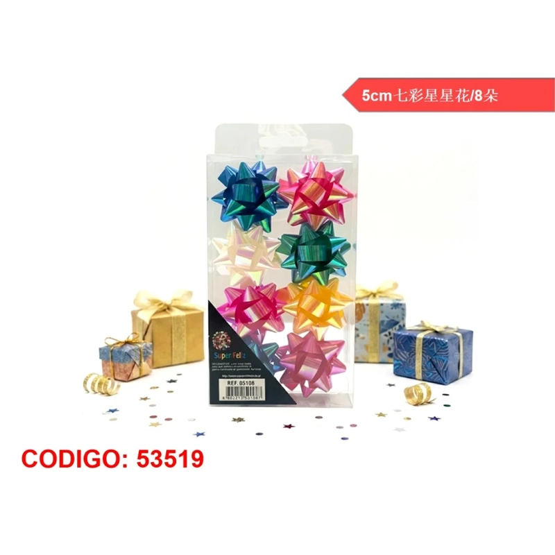 SET DE MOÑOS TIPO ESTRELLA EN COLORES SURTIDOS 5CM 53519 - 1