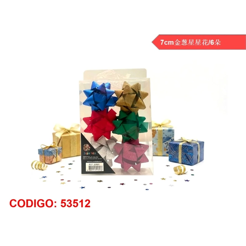 SET DE MOÑOS TIPO ESTRELLA COLOR DORADO 7CM 53512 - 1