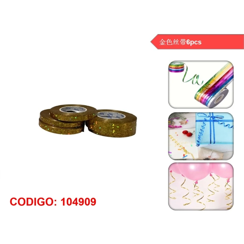 CINTA RIZADORA PARA MOÑOS DE REGALO COLOR DORADO 104909 - 1