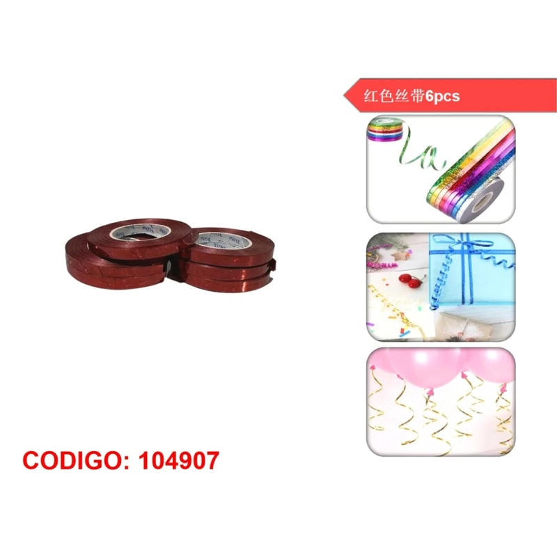 CINTA RIZADORA PARA MOÑOS DE REGALO COLOR ROJO 104907 - 1