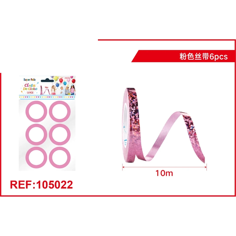 CINTA SATINADA ESTAMPADA COLOR ROSADO CON LUNARES 10 METROS 105022 - 1