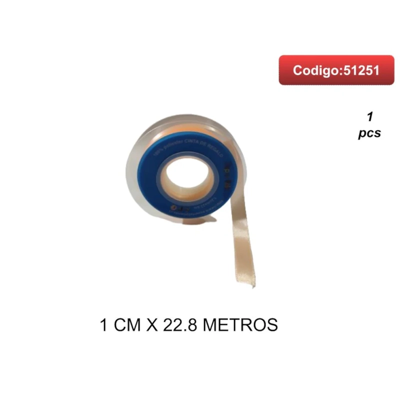 CINTA SATINADA COLOR BEIGE 1CM 51251 - 1