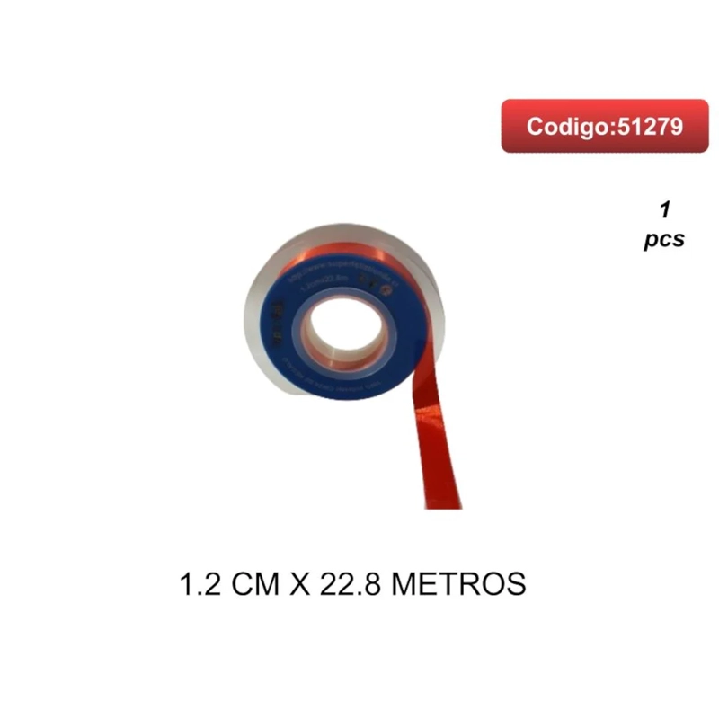CINTA SATINADA COLOR ROJO OSCURO 1.2CM 51279 - 1