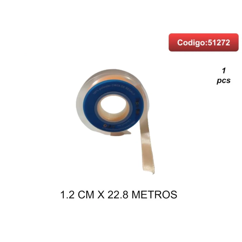 CINTA SATINADA COLOR CHAMPAGNE 1.2CM 51272 - 1