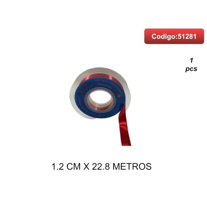 CINTA SATINADA COLOR ROJO VINO 1.2CM 51281 - 1