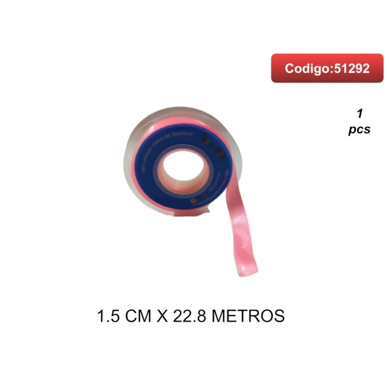 CINTA SATINADA COLOR ROSADO 1.5CM 51292 - 1