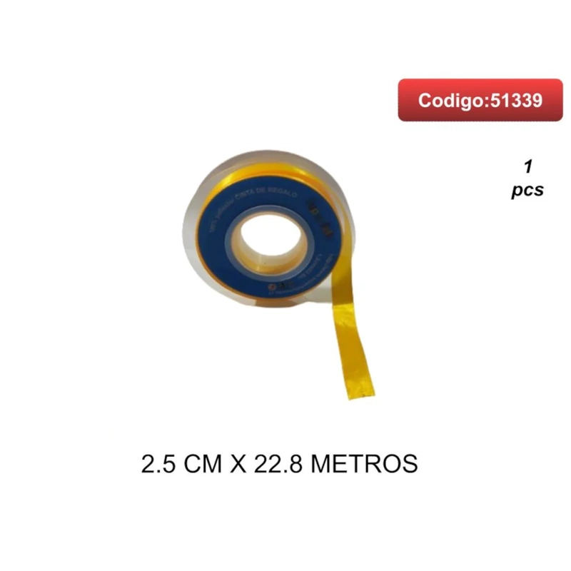 CINTA SATINADA COLOR AMARILLO DORADO 2.5CM 51339 - 1