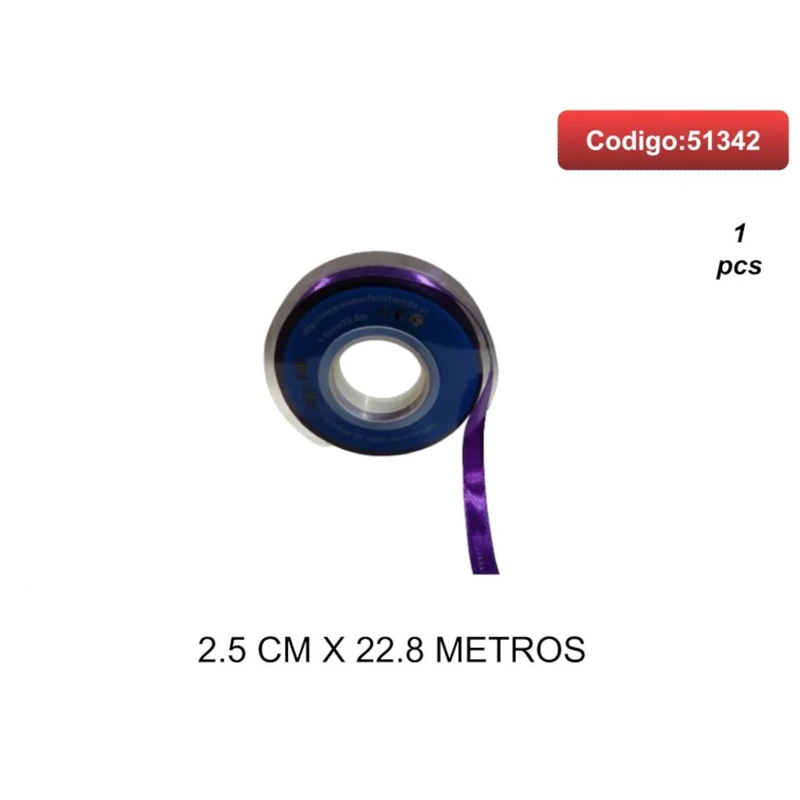 CINTA SATINADA COLOR MORADO 2.5CM 51342 - 1