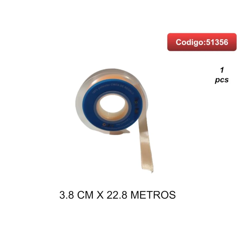 CINTA SATINADA COLOR CHAMPAGNE 3.8CM 51356 - 1