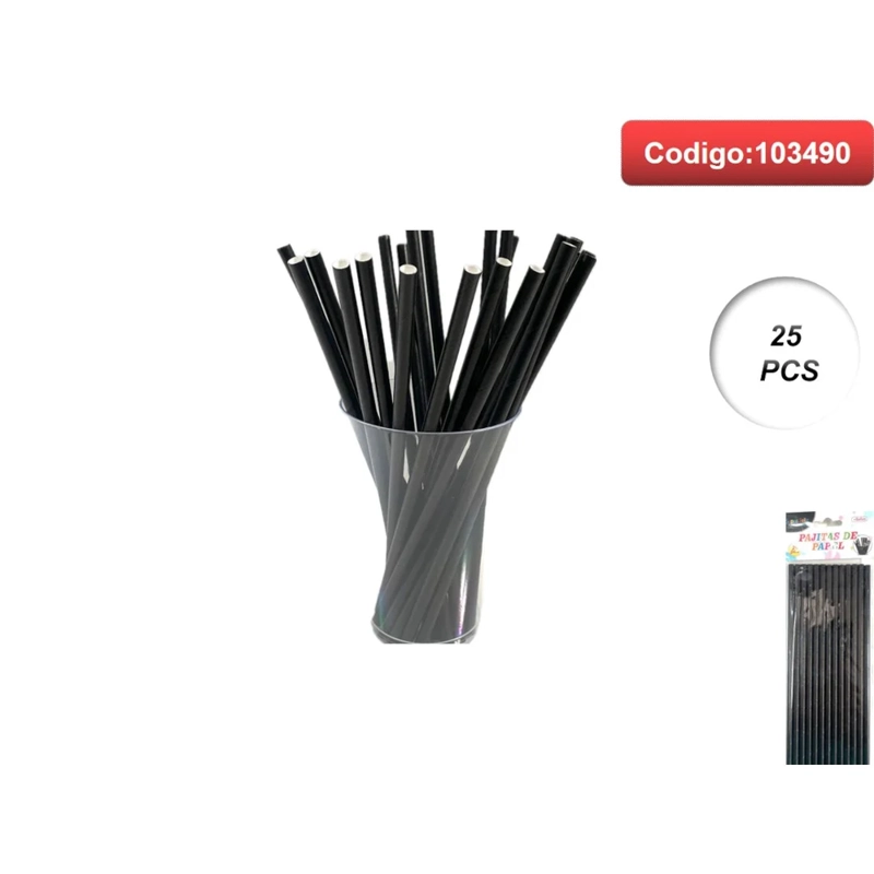 SORBETE DE PAPEL COLOR NEGRO LISO 103490 - 1