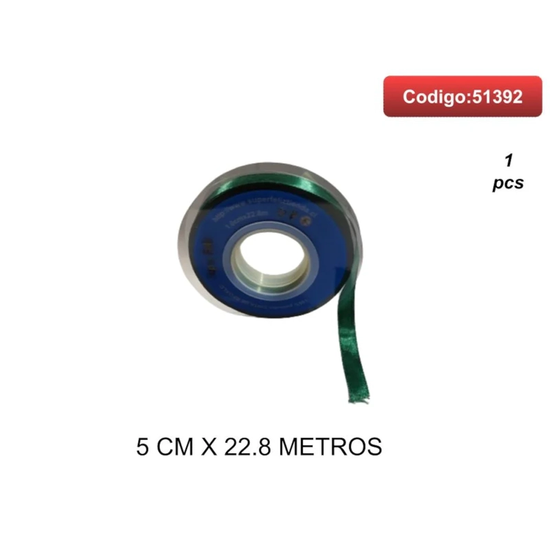 CINTA SATINADA COLOR VERDE OSCURO 5CM 51392 - 1