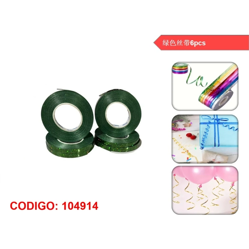 CINTA RIZADORA PARA MOÑOS DE REGALO COLOR VERDE OSCURO 104914 - 1