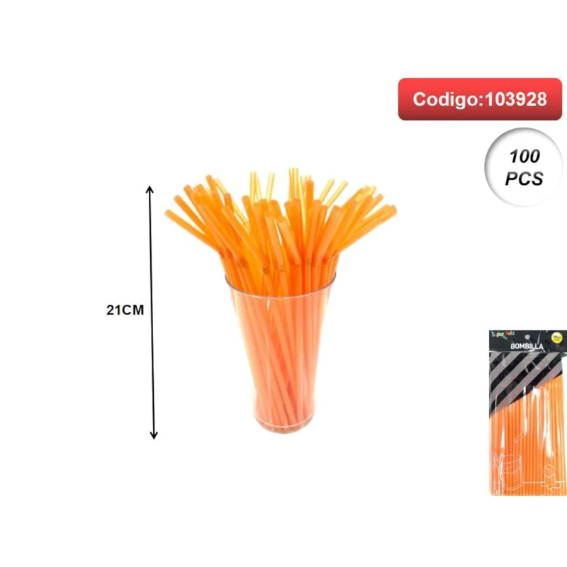 SORBETE DE PLASTICO COLOR NARANJA 21CM 103928 - 1