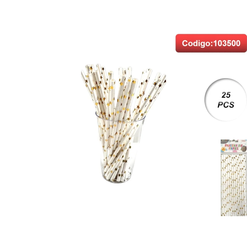 SORBETE DE PAPEL CON PUNTOS DORADOS, COLOR BLANCO 103500 - 1