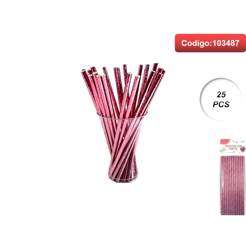 SORBETE DE PAPEL COLOR FUCSIA A RAYAS 103487 - 1