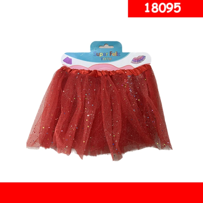 FALDA TIPO TUTU DE TUL COLOR ROJO VINO CON BRILLO 18095 - 1