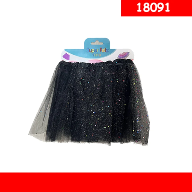 FALDA TIPO TUTU DE TUL COLOR NEGRO CON BRILLO 18091 - 1