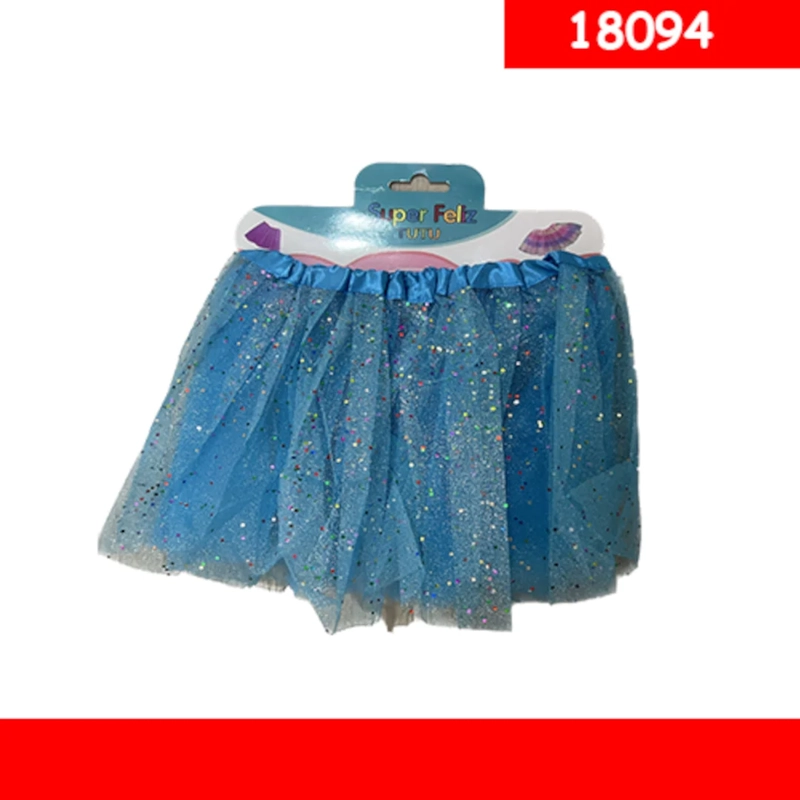 FALDA TIPO TUTU DE TUL COLOR CELESTE CON BRILLO 18094 - 1