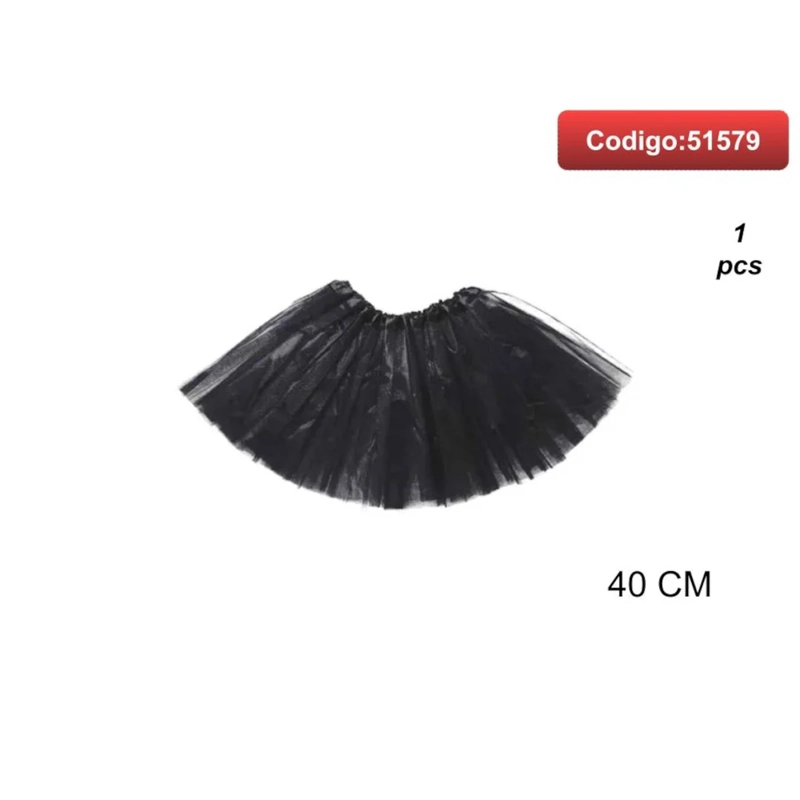 FALDA TIPO TUTU DE TUL COLOR NEGRO 40CM 51579 - 1