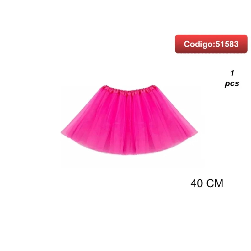 FALDA TIPO TUTU DE TUL COLOR FUCSIA 40CM 51583 - 1