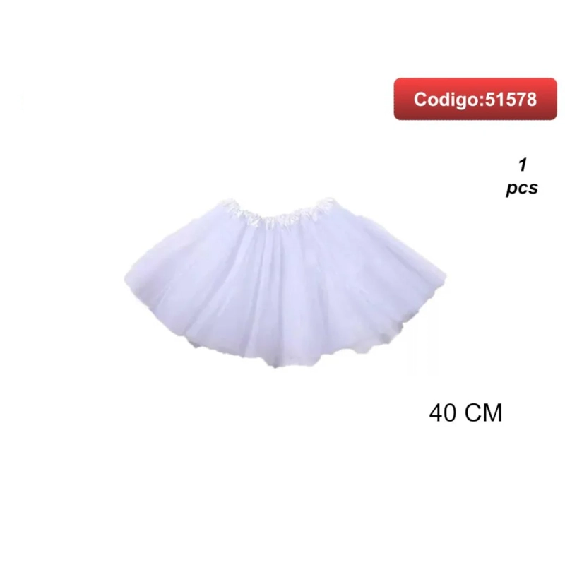 FALDA TIPO TUTU DE TUL COLOR BLANCO 40CM 51578 - 1