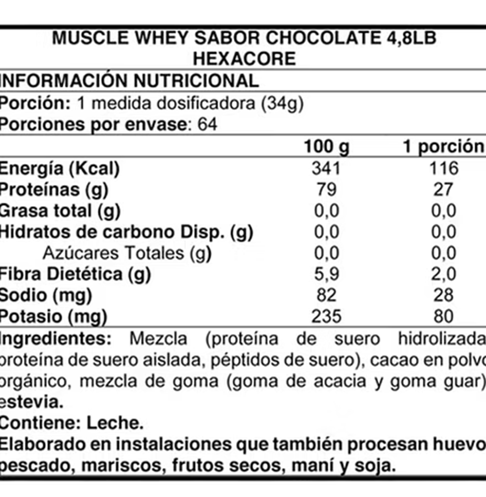 MUSCLE WHEY ISOLATE – 4.8 LBS / 64 SERVICIOS CHOCOLATE - 2