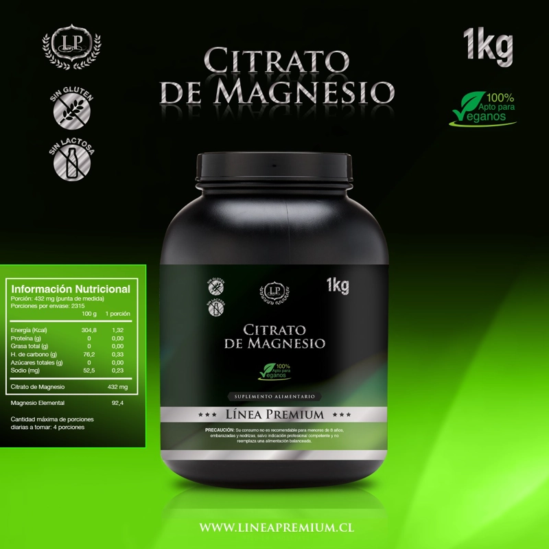 CITRATO DE MAGNESIO  1 KILO SIN SABOR EN POLVO - 1