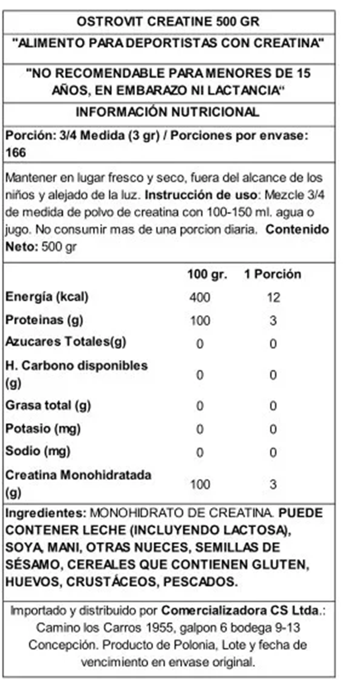 Pack 2 CREATINAS OSTROVIT MONOHIDRATADAS 500 GRS C/U SIN SABOR - 5