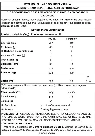ISO 100 - 1,4 LB - DYMATIZE NUTRITION VAINILLA GOURMET - 2