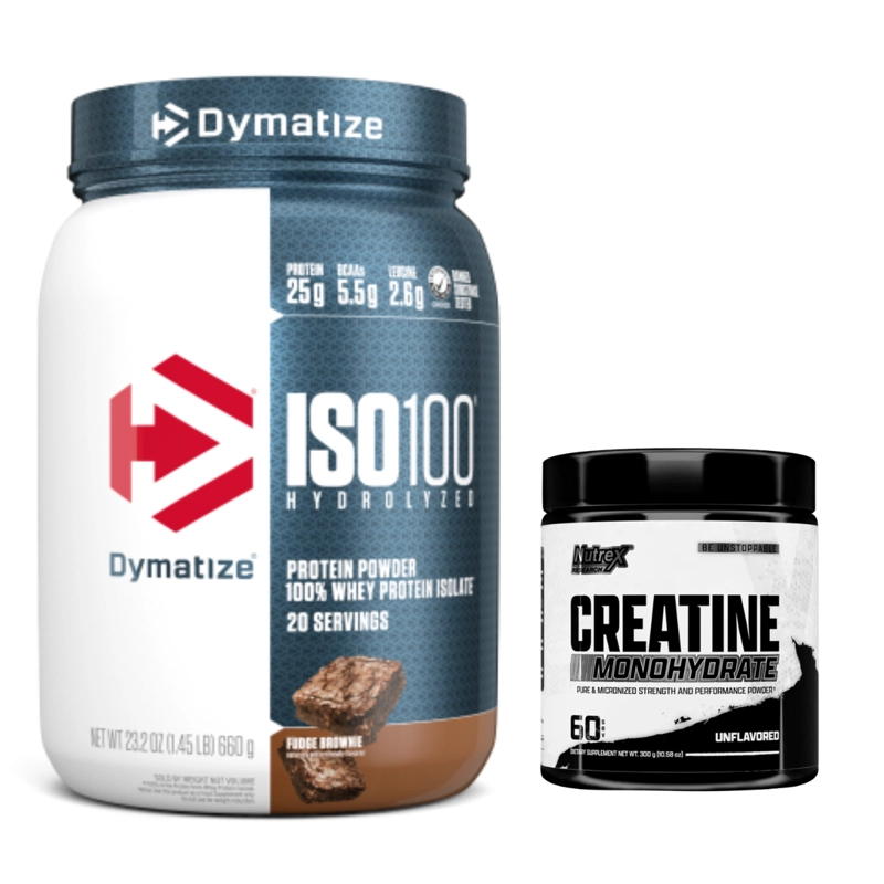 PACK ISO 100 1.4 LB FUDGE BROWNIE + CREATINA NUTREX 300 GRS SIN SABOR - 1