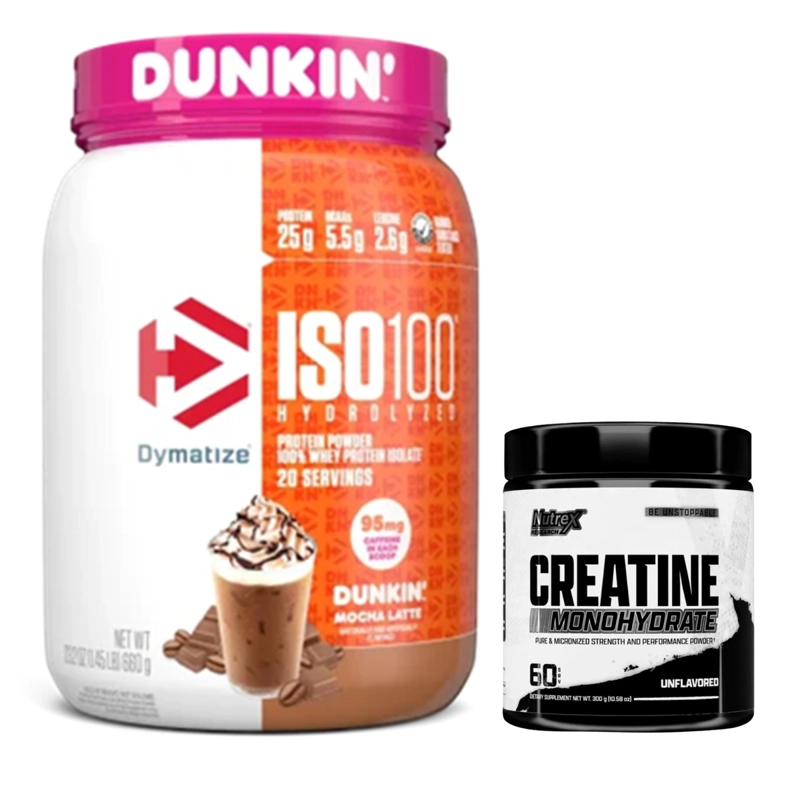 PACK ISO 100 DUNKIN MOCHA LATTE 1,4 LB + CREATINA NUTREX 300 GRS SIN SABOR - 1