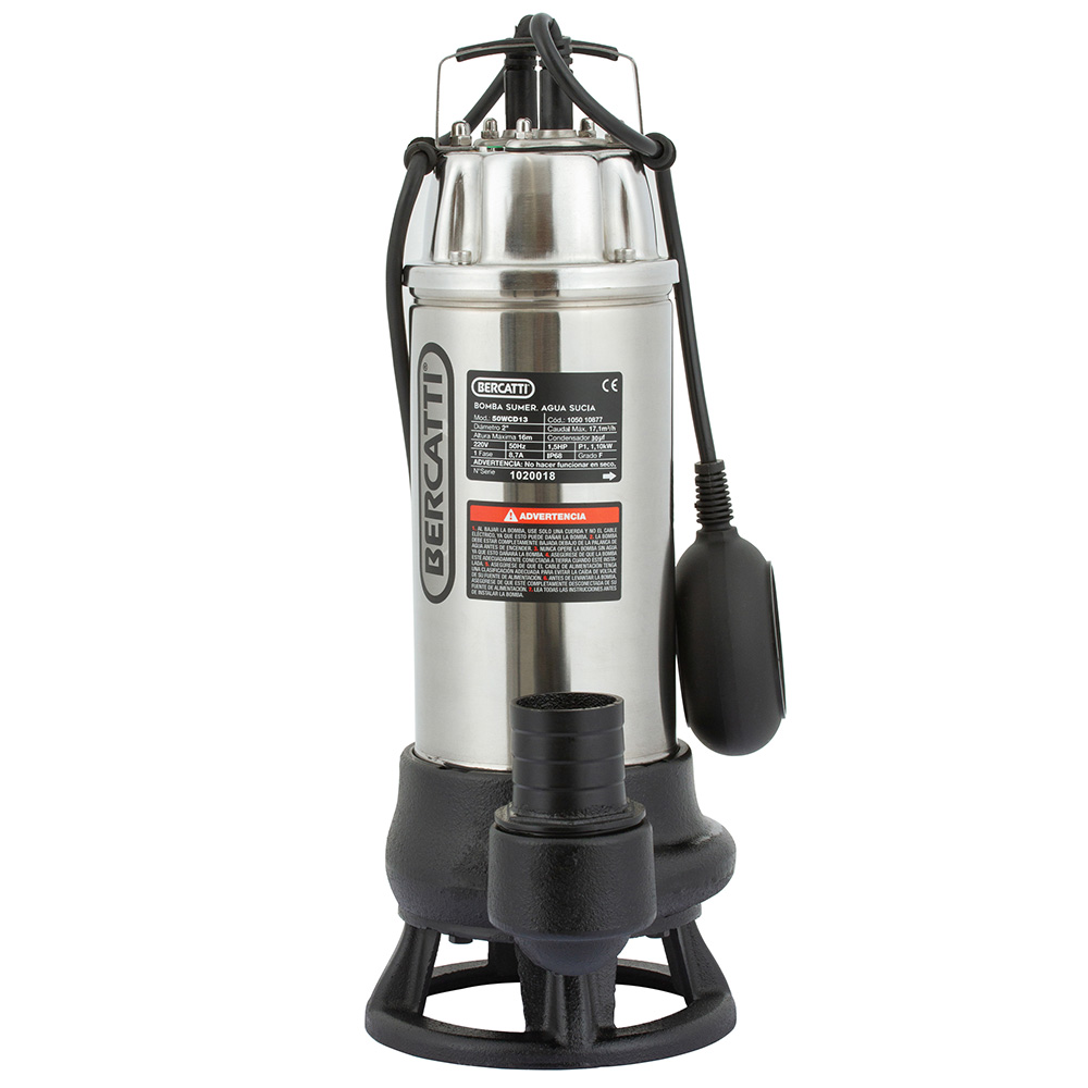 BOMBA SUMERGIBLE AGUAS SERVIDAS CON TRITURADOR 1,5HP BERCATTI - 1