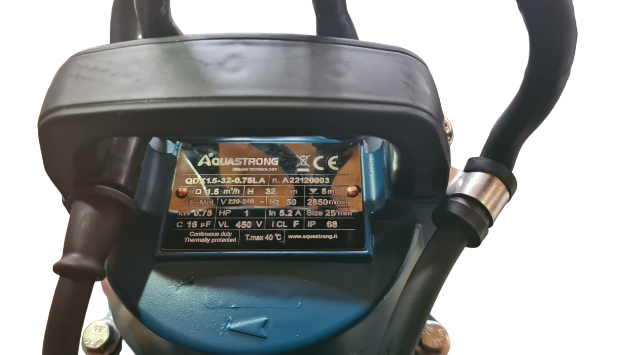 BOMBA SUMERGIBLE DRENAJE AQUASTRONG QDX-1.5-32-0.75 1HP - 6