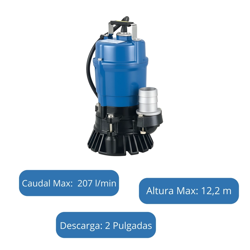 BOMBA SUMERGIBLE DRENAJE TSURUMI HS2.4S-50 | 0,5 HP | DESCARGA 2' | LODERA | AGUA TURBIA - 2