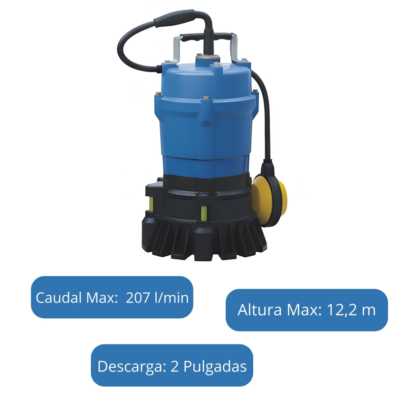 BOMBA SUMERGIBLE DRENAJE TSURUMI HSZ2.4S-50 | 0,5 HP, DESCARGA 2' | LODERA | AGUA TURBIA - 2