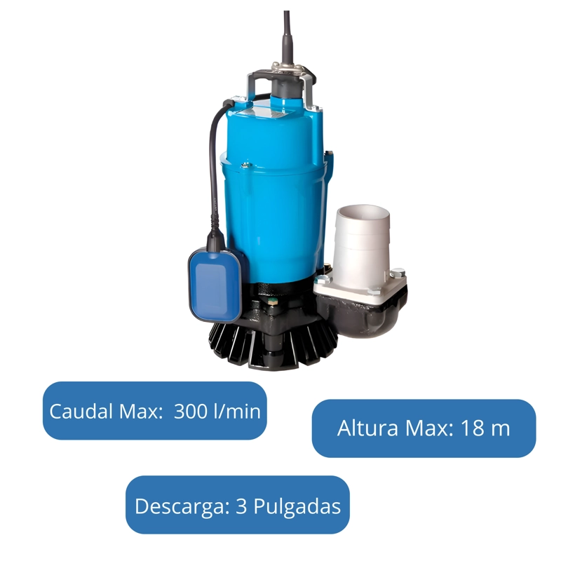 BOMBA SUMERGIBLE DRENAJE TSURUMI HSZ3.75S-80 | 1 HP, DESCARGA 3' | LODERA | AGUA TURBIA - 2